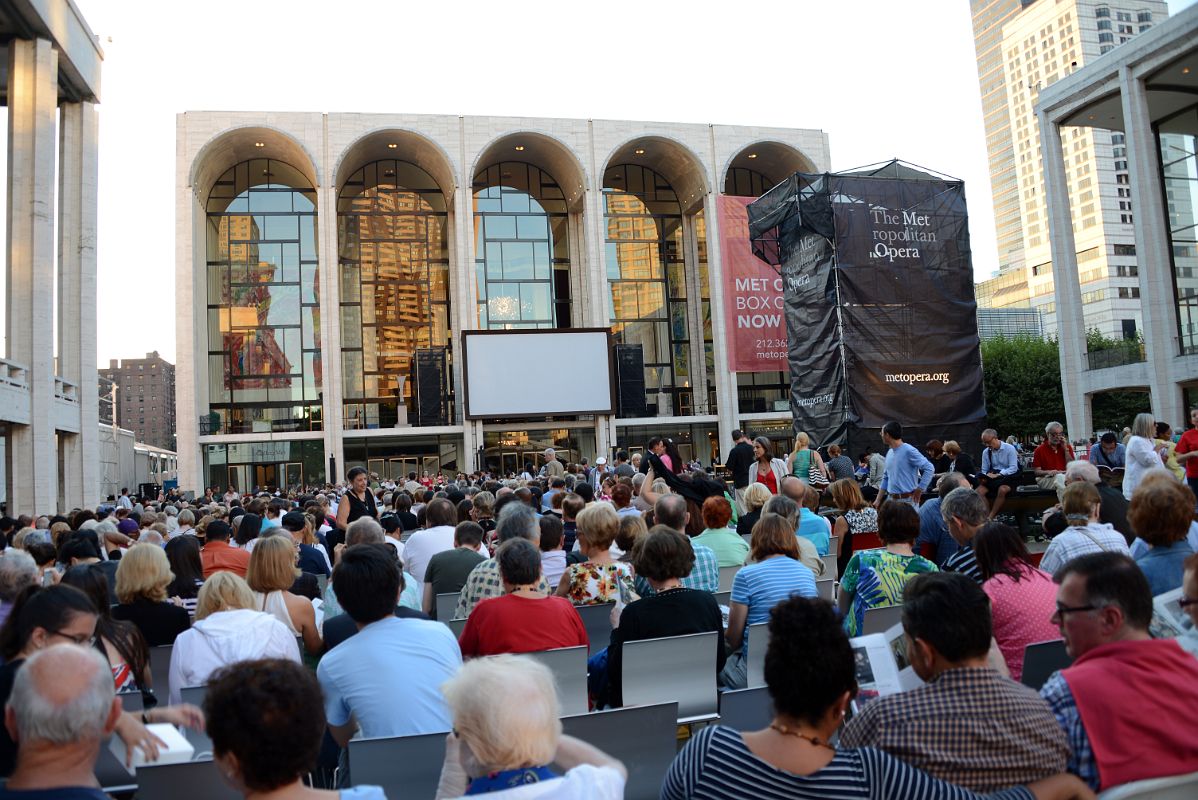 06-01 A Large Audience Waits For The Metropolitan Opera Summer HD Opera Festival To Begin Outside In Lincoln Center New York City